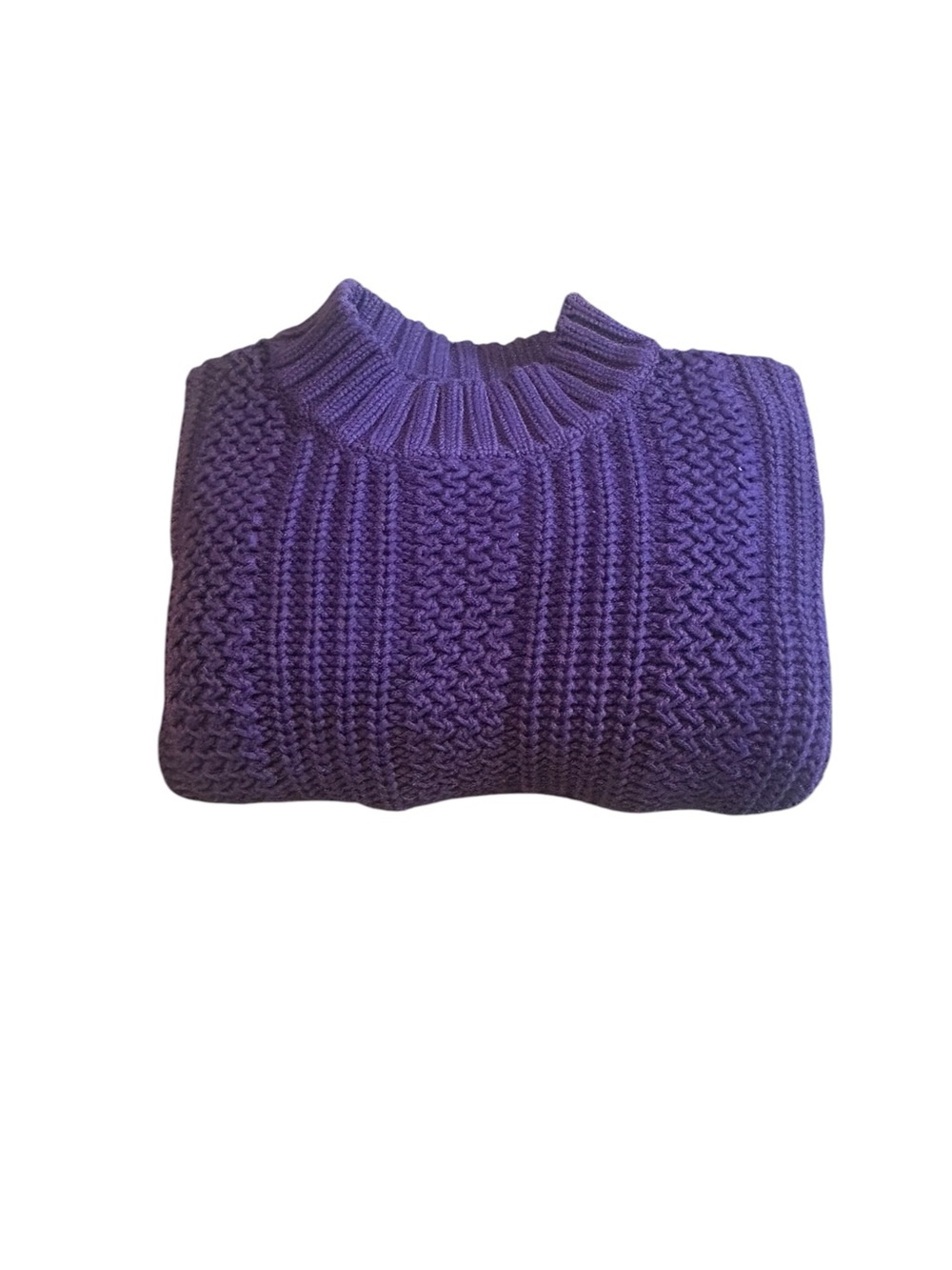 Vintage Eddie Bauer Purple Textured Cotton Mock Neck Sweater Large 90s - Picture 6 of 11